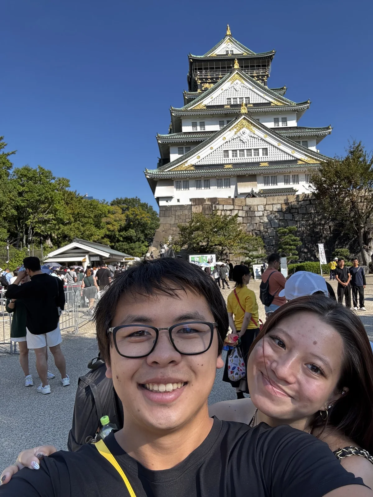 Kaily and Ethan together at Osaka Castle in Japan